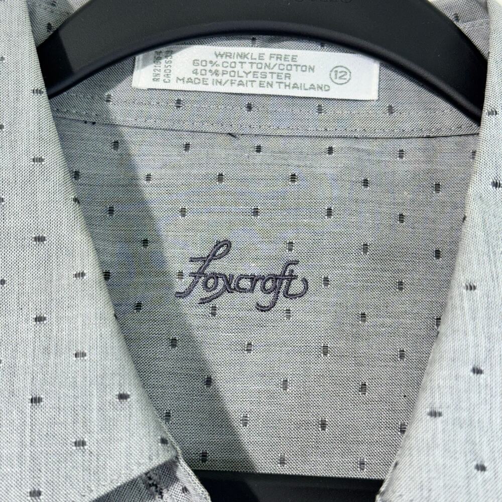 Foxcroft Silver Grey Button-Up Collared Boxy Shirt Polka Dots Pattern Size 12 - Picture 6 of 6